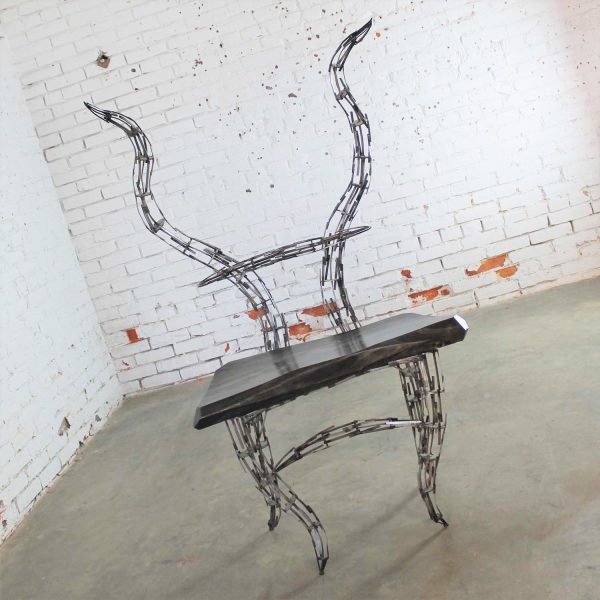 Sculptural Borgantula Reclaimed Metal and Wood Horn Chair by Jason Startup