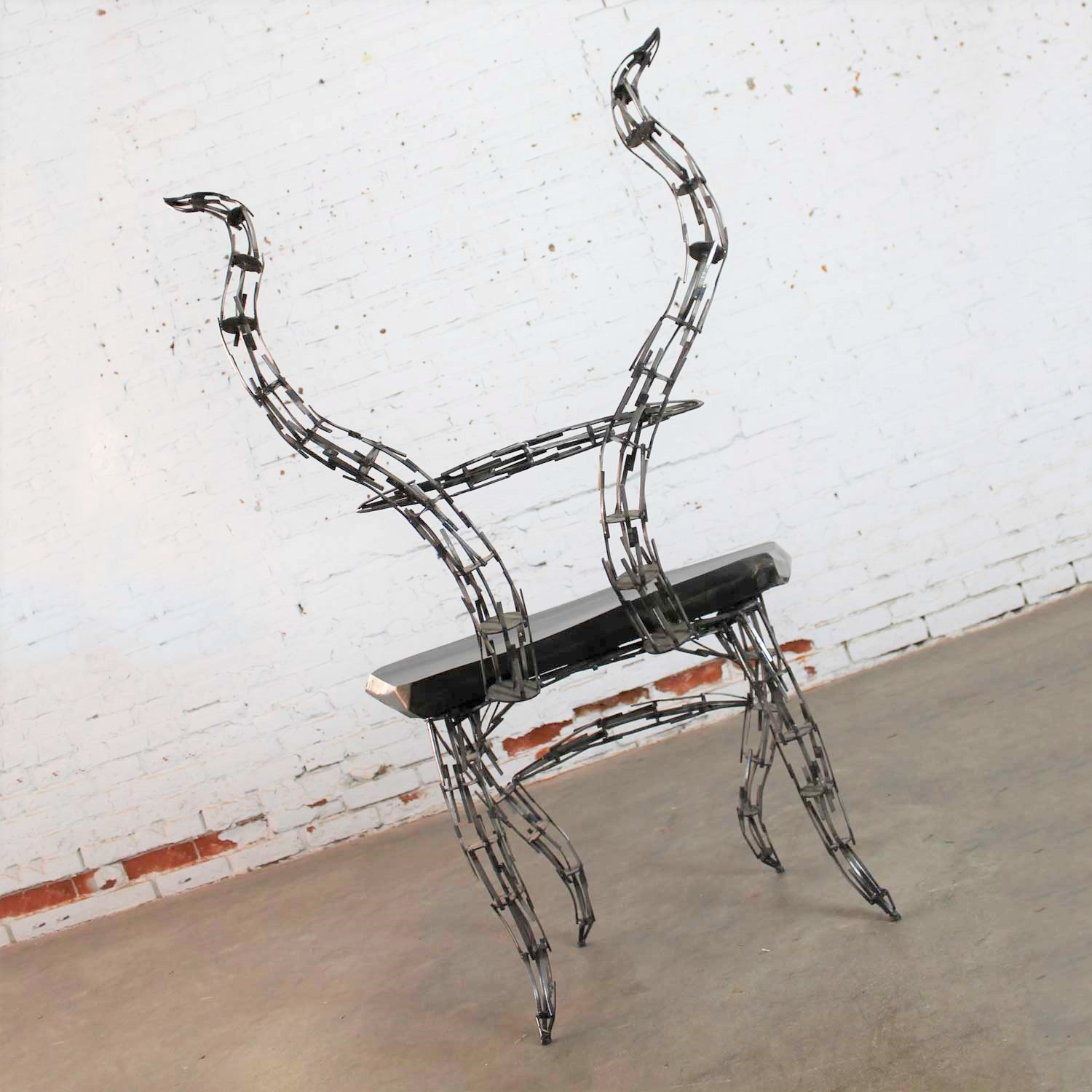 Sculptural Borgantula Reclaimed Metal and Wood Horn Chair by Jason Startup
