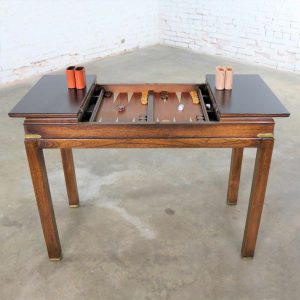 Campaign Style Backgammon Sofa Console Game Table by Lane Furniture