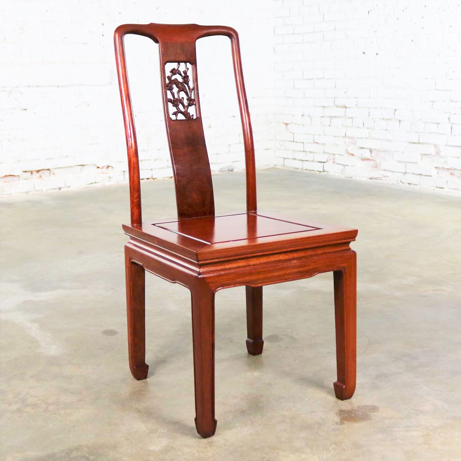 Asian Teak Hand Carved Side Chair in the Style of George Zee