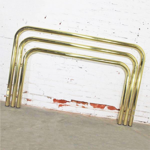 Bold and Brass Tubular Full-Queen Headboard 1970s Style of Karl Springer