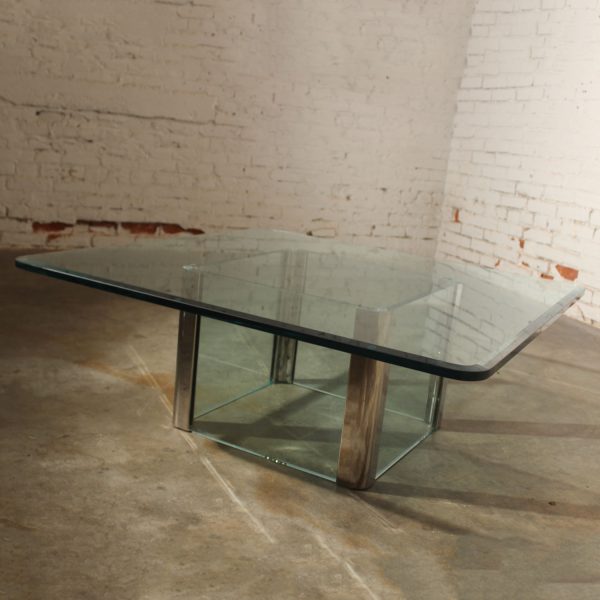Vintage Chrome and Glass Coffee Table by The Pace Collection