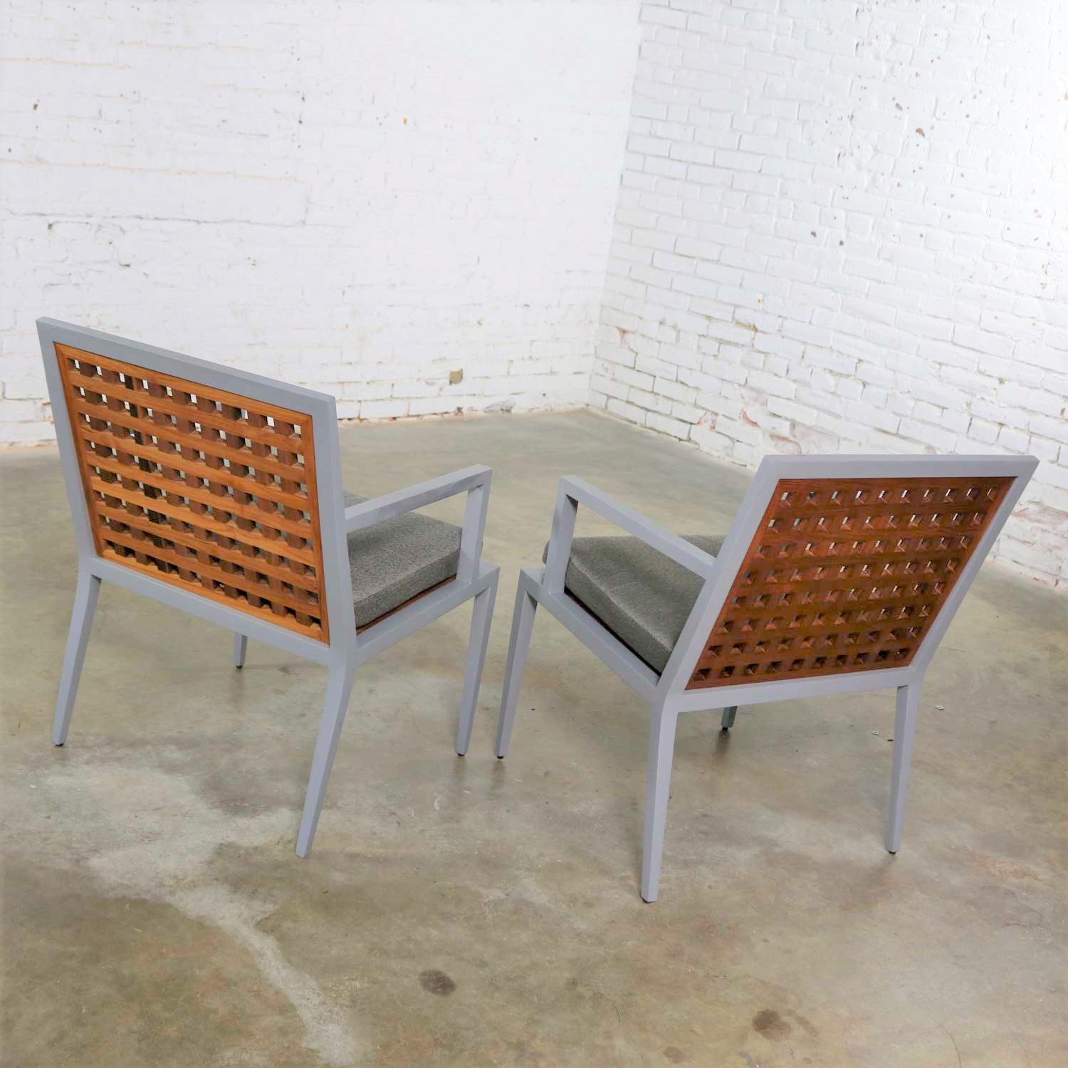 Pair of Aluminum and Teak Archetype Patio Chairs by Michael Vanderbyl for McGuire