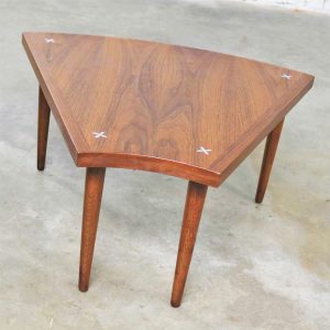 Walnut Wedge Shape End Table Attributed to Merton Gershun for American of Martinsville