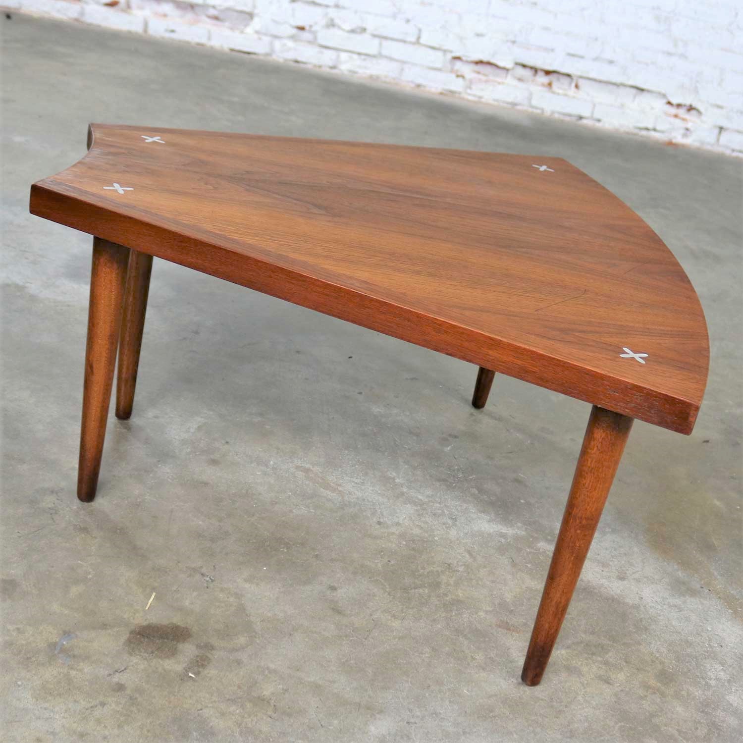 Walnut Wedge Shape End Table Attributed to Merton Gershun for American of Martinsville