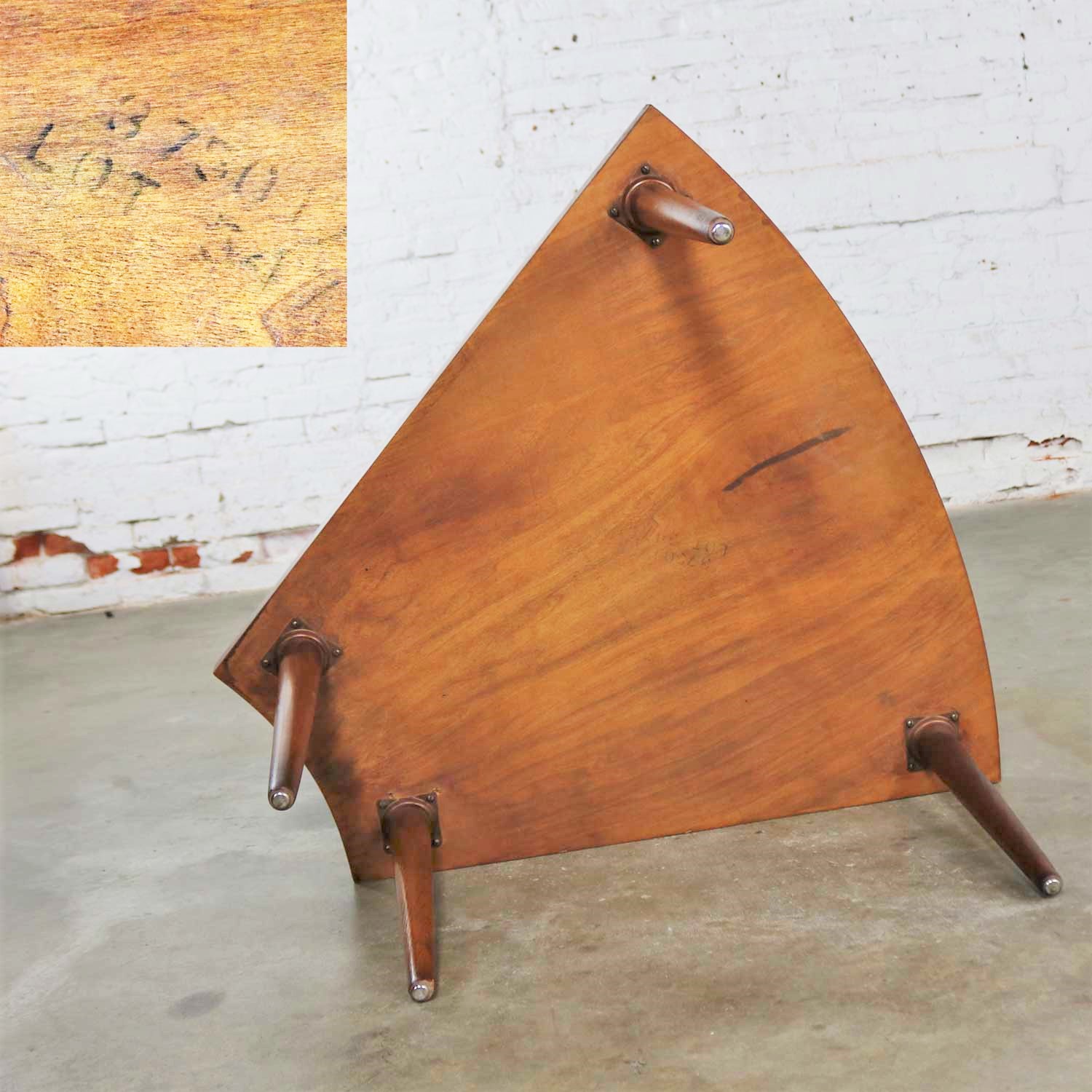 Walnut Wedge Shape End Table Attributed to Merton Gershun for American of Martinsville