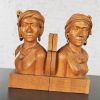 Pair Hand Carved Wood Tribal Figural Male and Female Bookends