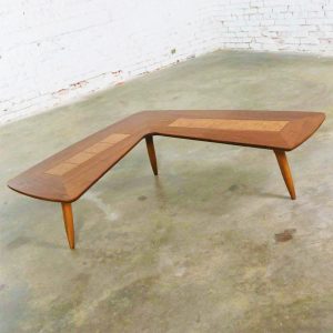 Mid Century Modern Lane Boomerang Coffee Table With Inlaid Burl Style 1929 Warehouse 414