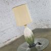 Large Mid Century Modern Ceramic Table Lamp with Cream Fuchsia Green Drip Lava Glaze