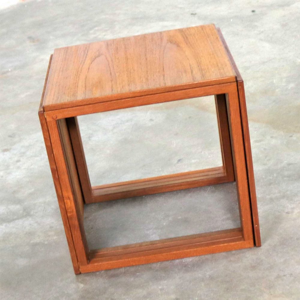 Scandinavian Modern Cube of Three Teak Nesting Tables by Kai Kristiansen