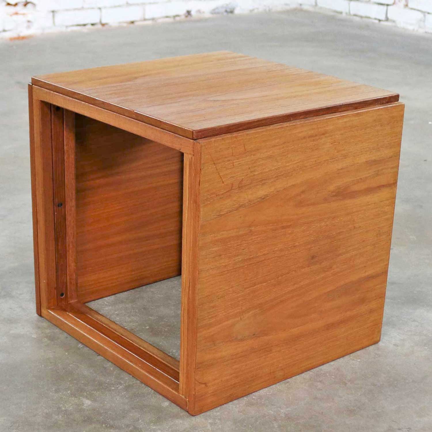 Scandinavian Modern Cube of Three Teak Nesting Tables by Kai Kristiansen