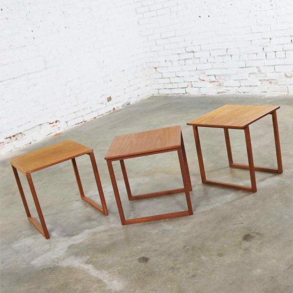 Scandinavian Modern Cube of Three Teak Nesting Tables by Kai Kristiansen