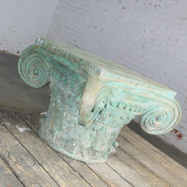 Vintage Patinated Bronze Ionic Capital Table Base or Pedestal