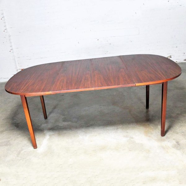 Rosewood Squircle to Oval Shaped Expanding Dining Table Mid Century Modern