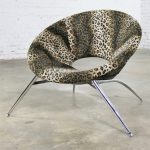 Animal Print and Chrome Round Hoop Bucket Chair Made in Italy