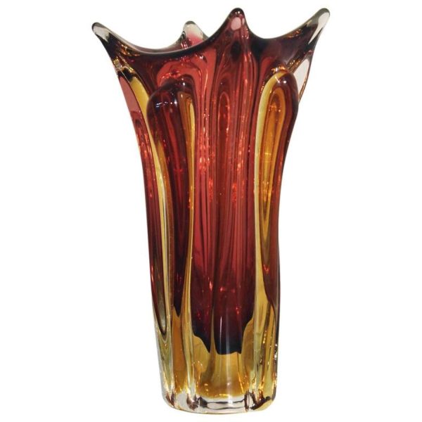 Vintage Mid 20th Century Italian Murano Glass Sommerso Vase