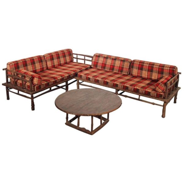 Old Hickory Style Sofa, Chaise and Coffee Table Set