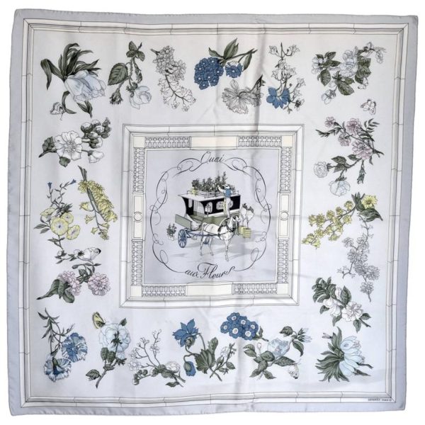 Hermes Silk "Quai aux Fleurs" Carré, Scarf Designed by Hugo Grygkar