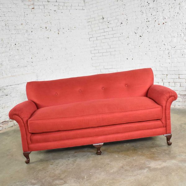 Red Smaller Size Lawson Sofa with Rolled Arms Down Bench Seat and Tight Back