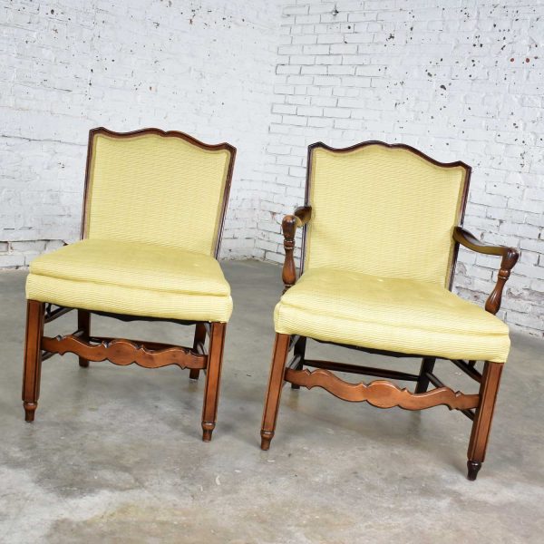 Pair of Georgian Revival His and Hers Accent Chairs in Golden Yellow