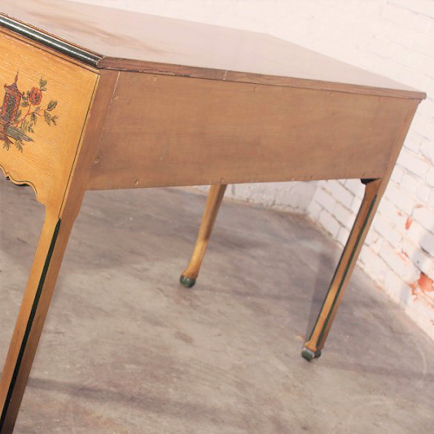 Antique Chinoiserie Hand Painted Hunt Style Buffet Server with Cabriole Legs