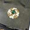 Vintage KJL Kenneth J. Lane Brooch in Gold-tone and White Enamel