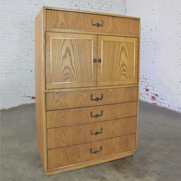 Vintage Campaign Style Gentlemen’s Chest by Founders Furniture in Oak