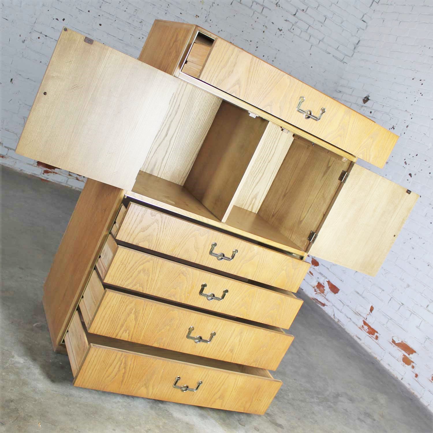 Vintage Campaign Style Gentlemen’s Chest by Founders Furniture in Oak