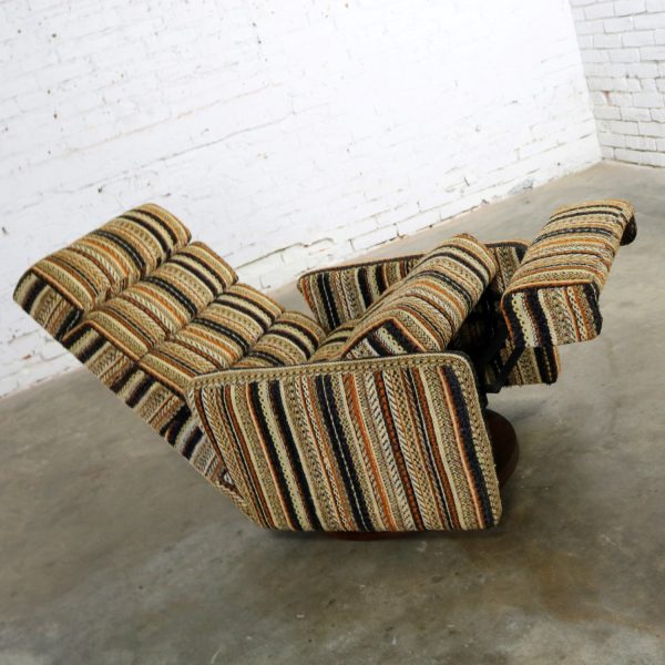 Milo Baughman for James Inc. Swivel Reclining Lounge Chair with Stripe Fabric