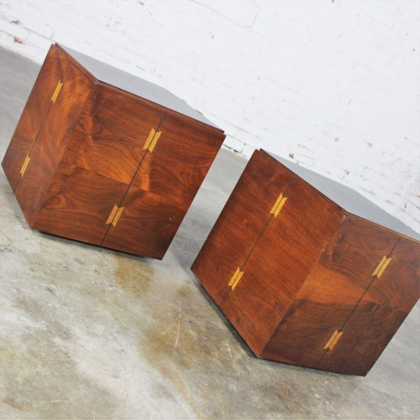 Mid-Century Modern Lane Rolling Cube Side Tables with Butterfly Joint Design