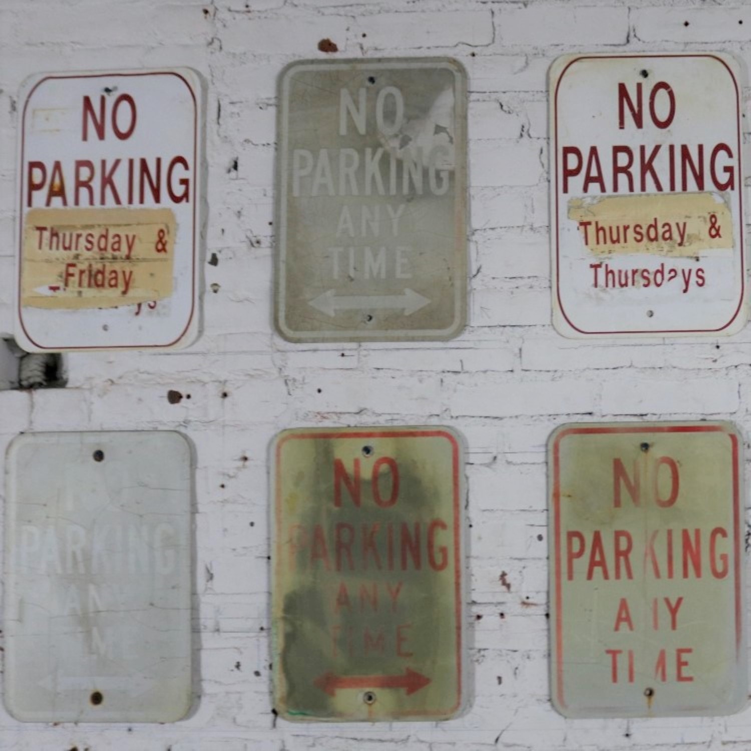 Eighteen Vintage Metal No Parking Signs