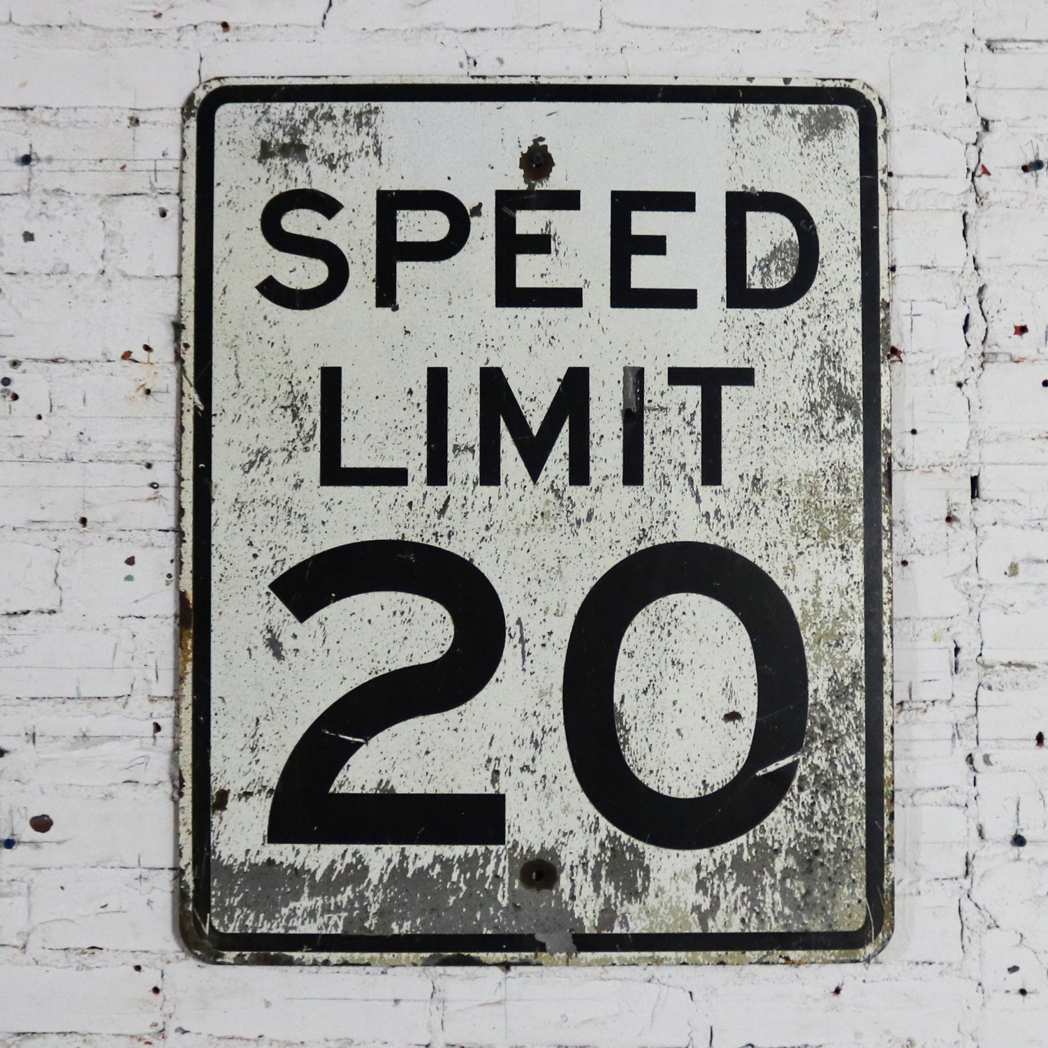 Vintage Speed Limit 20 Large Steel Traffic Sign