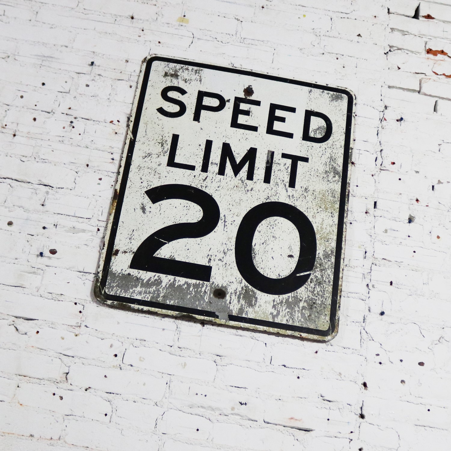 Vintage Speed Limit 20 Large Steel Traffic Sign