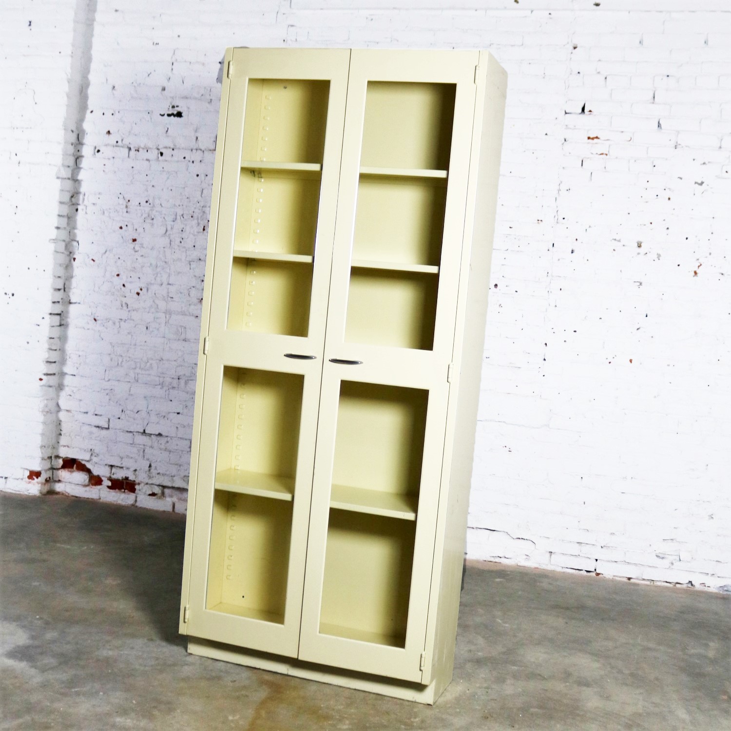 Industrial Metal Display Cabinet or Bookcase with Glass Doors