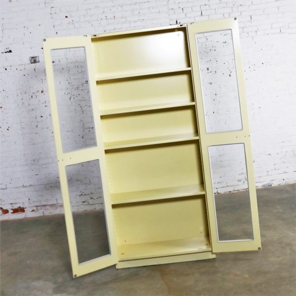 Industrial Metal Display Cabinet or Bookcase with Glass Doors