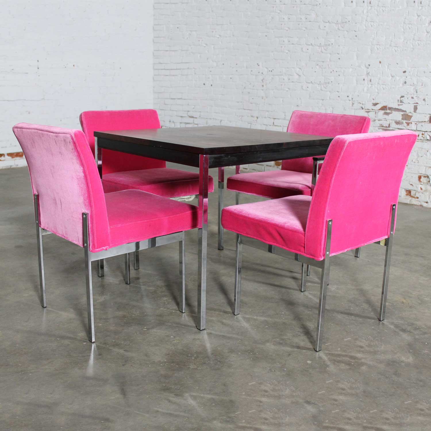 Hot Pink and Chrome Dining Chairs by American of Martinsville Vintage Mid Century Modern
