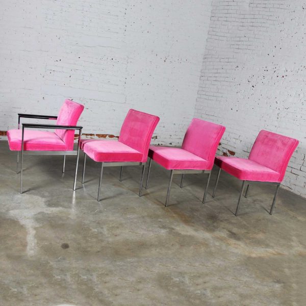 Hot Pink and Chrome Dining Chairs by American of Martinsville Vintage Mid Century Modern