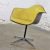 Eames PAC Yellow Padded Swivel Armchair w/Gray Fiberglass Shell & Aluminum Base