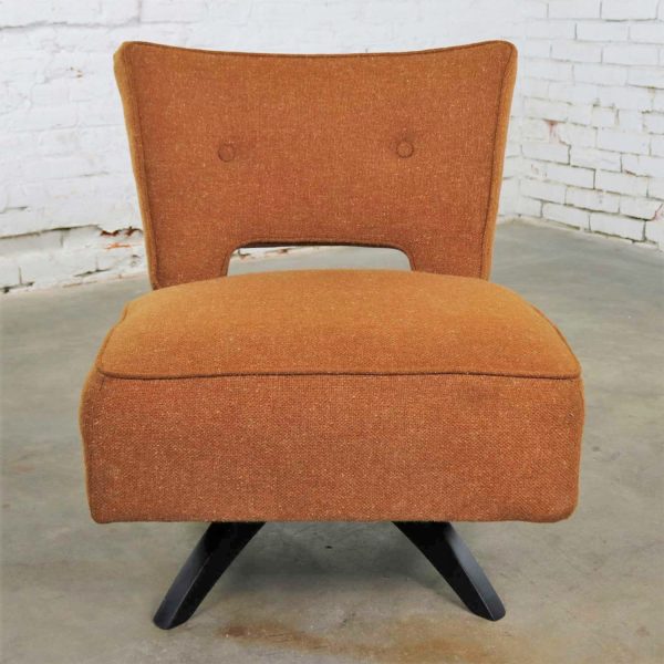 Mid Century Modern Swivel Slipper Chair Attributed to Kroehler Manufacturing