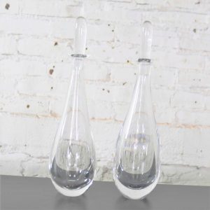 Pair of Clear Glass Orrefors Decanters by Vicke Lindstrand Mid Century Modern