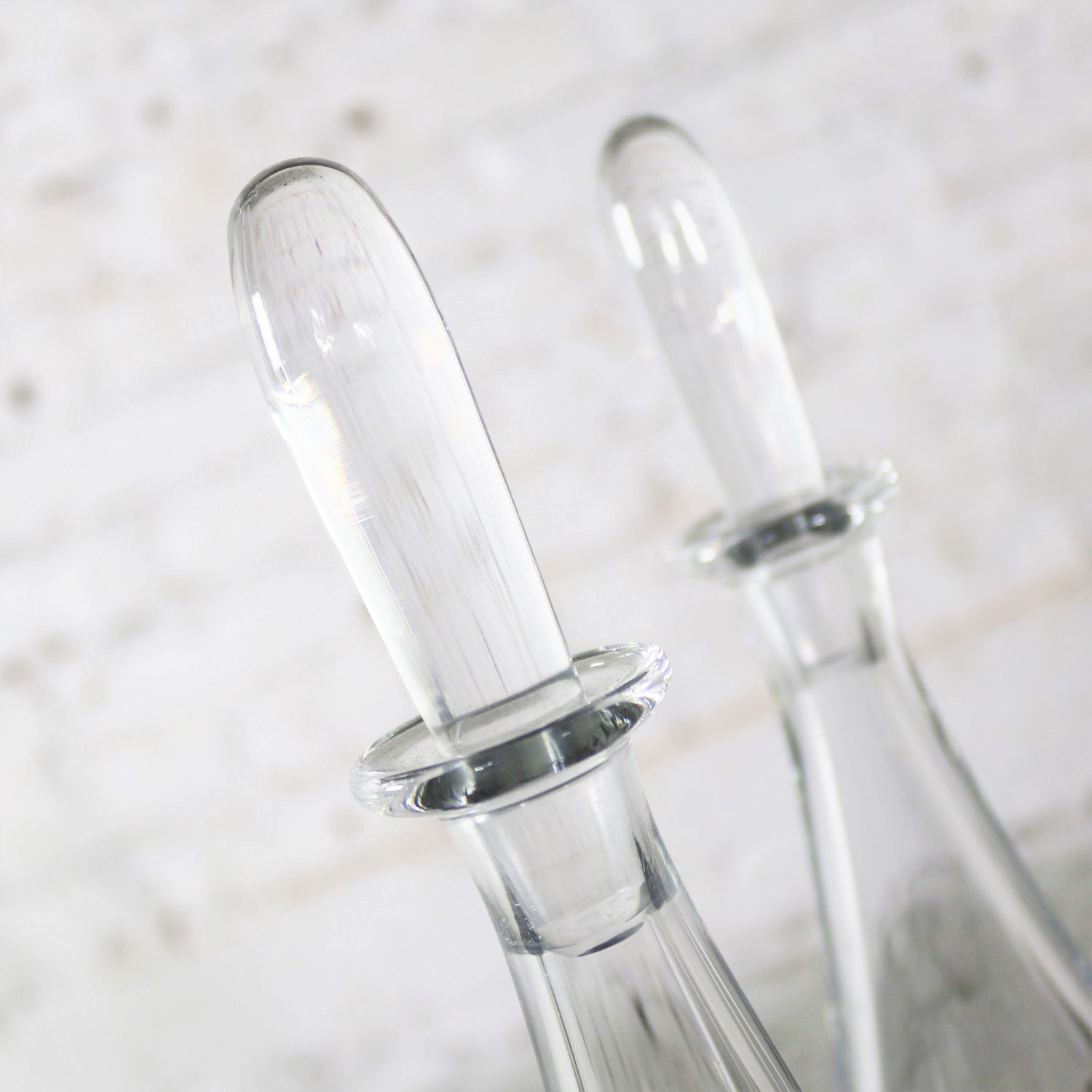 Pair of Clear Glass Orrefors Decanters by Vicke Lindstrand Mid Century Modern