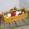 Object d ’Art Centerpiece Junior Carpenter Kit Tool Box with Balls and Horseshoes