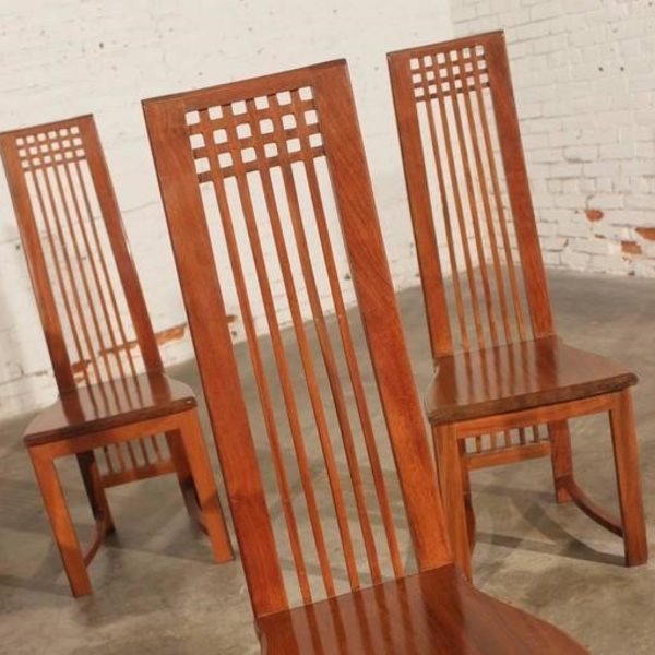 Vintage Mackintosh Style High Back Teak Dining Chairs