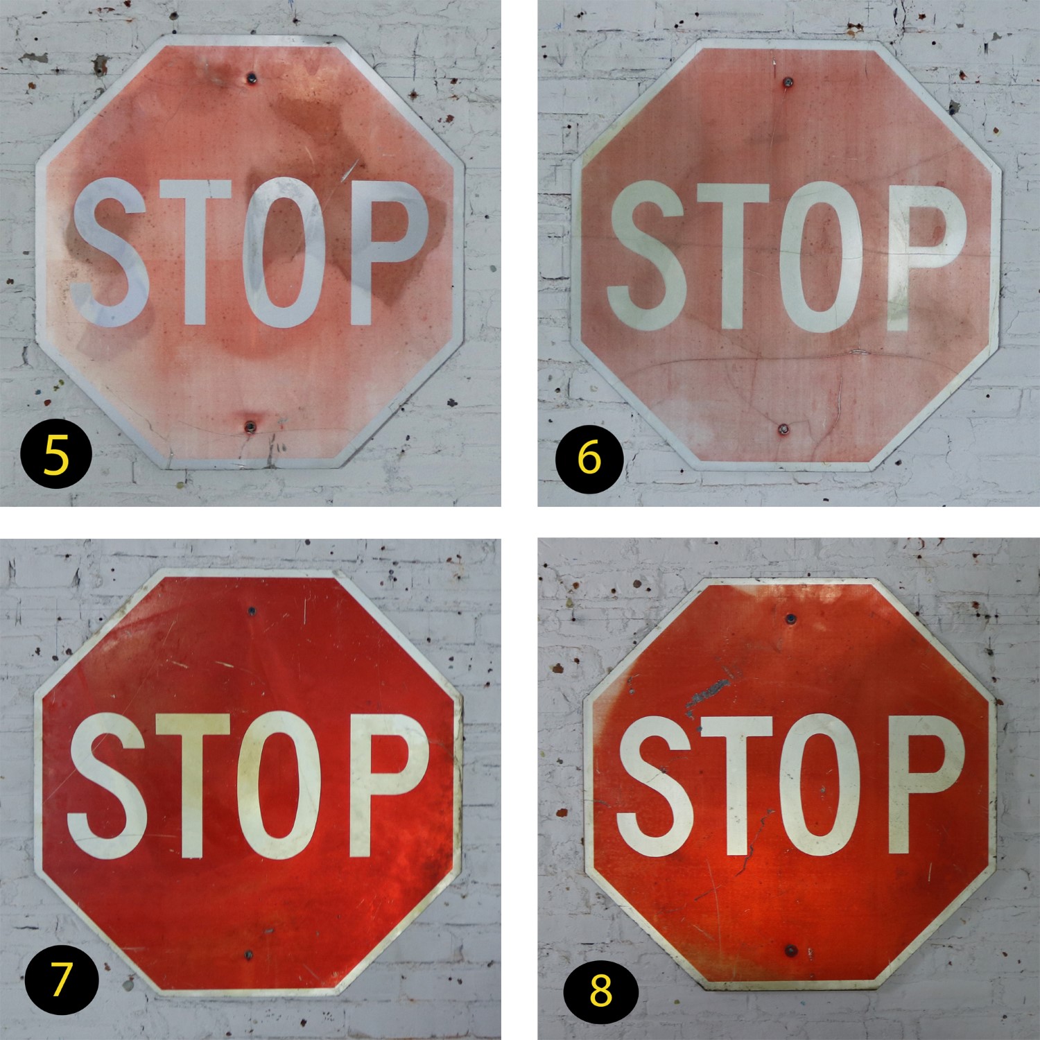 Twelve Vintage Metal Stop Signs