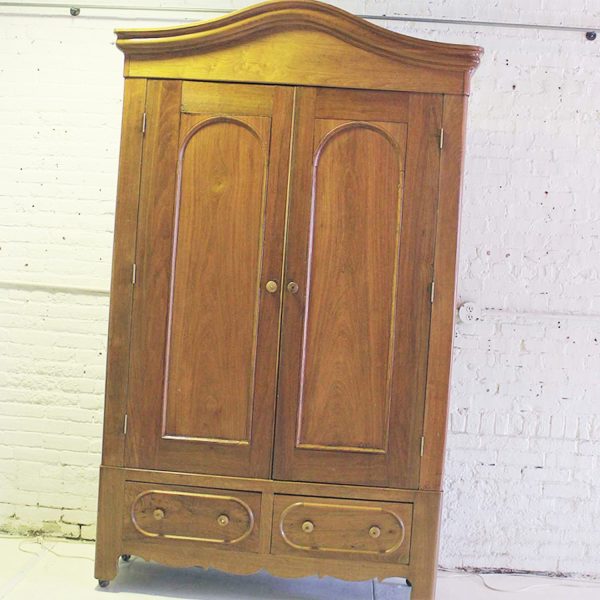 Antique Walnut Bonnet Top Armoire Wardrobe