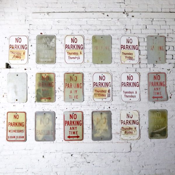 Eighteen Vintage Metal No Parking Signs