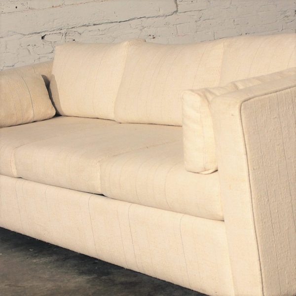 Mid-Century Modern White Tuxedo Style Sleeper Sofa