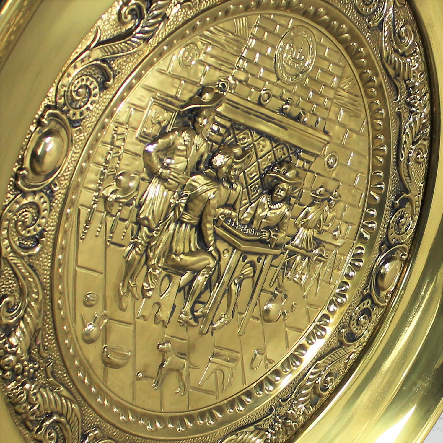 Monumental Brassware Decorative Embossed English Wall Plates by Peerage