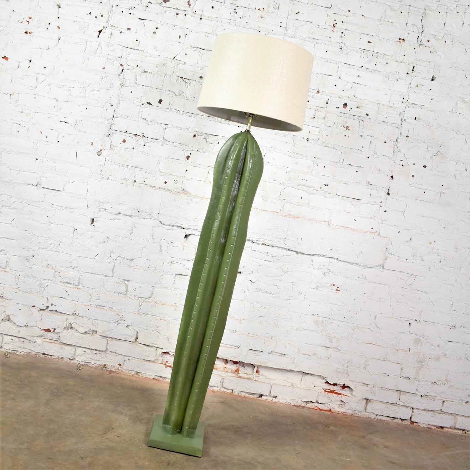 Vintage Organic Modern Plaster Faux Cactus Floor Lamp by Alsy
