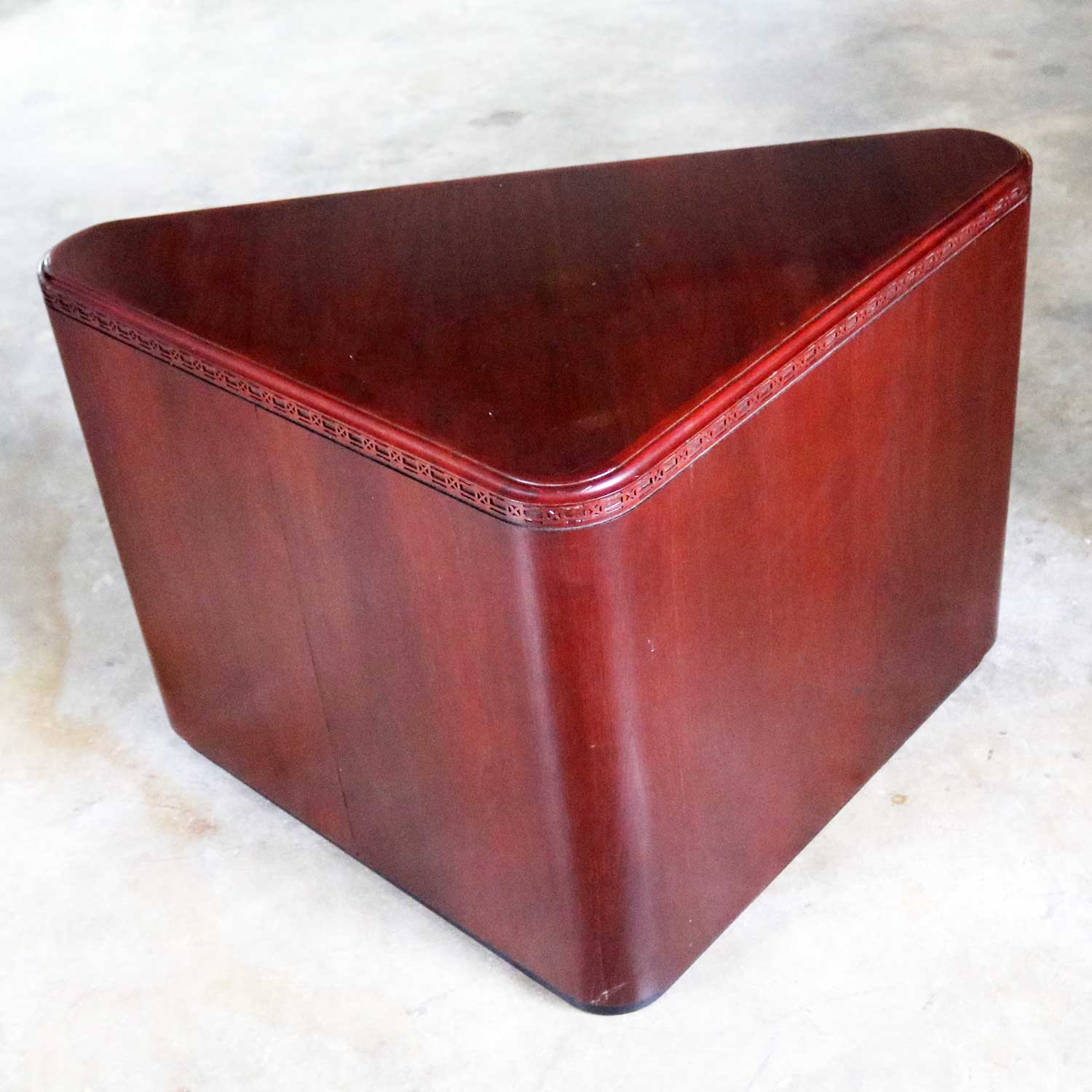 Vintage Pair of Mahogany Triangular End Tables or Pedestals